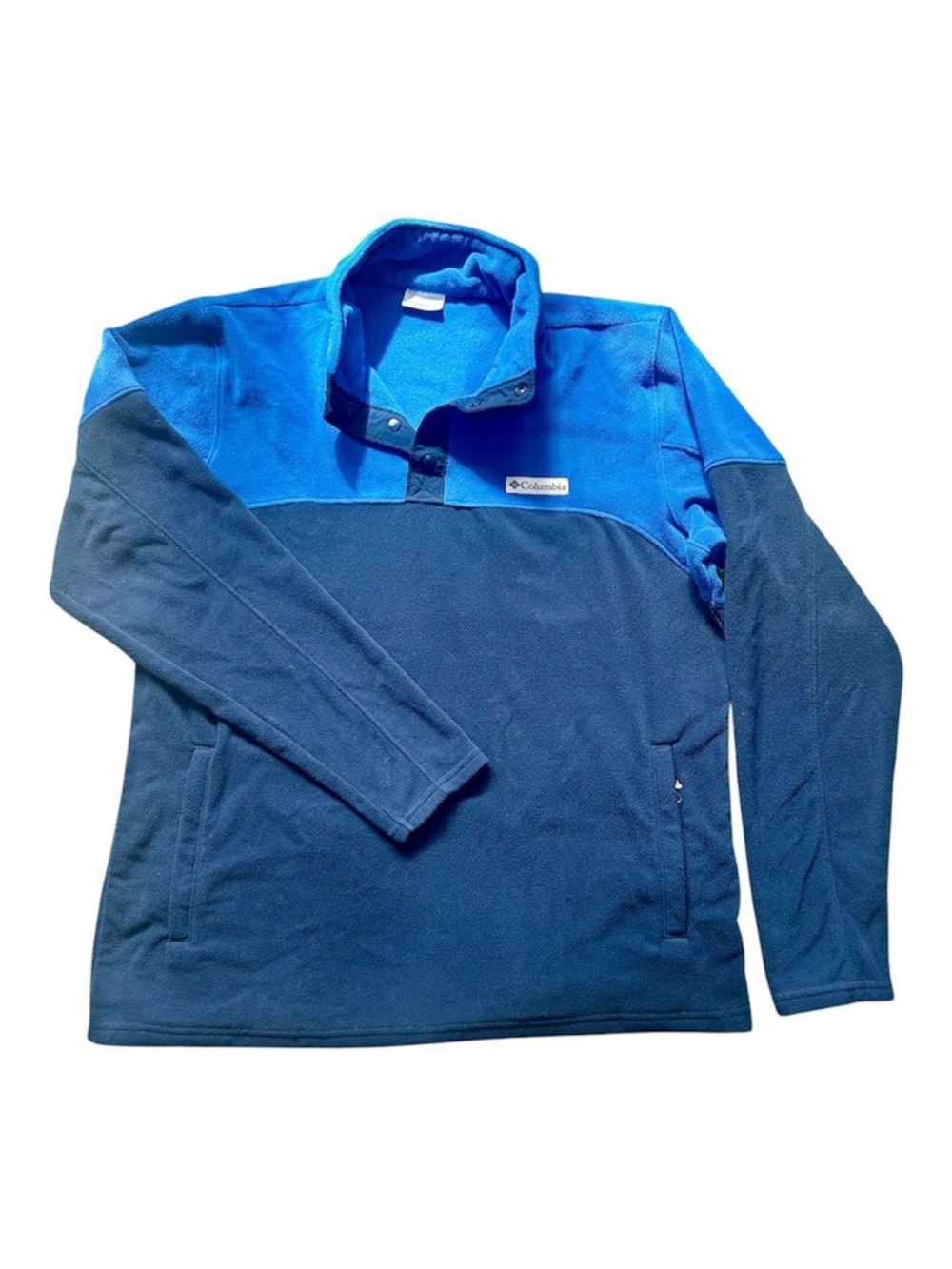 Men’s Columbia Casual Two-Tone Blue 1/4 Button Up Neck Fleece Sweater